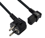 Netzkabel CEE 7/7 90° auf C13 90°, 0,75mm², VDE, schwarz, Länge 1,80m