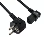 Netzkabel CEE 7/7 90° auf C13 90°, 0,75mm², VDE, schwarz, Länge 1,80m