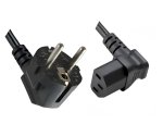 Netzkabel CEE 7/7 90° auf C13 90°, 0,75mm², VDE, schwarz, Länge 1,80m