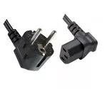 Netzkabel CEE 7/7 90° auf C13 90°, 0,75mm², VDE, schwarz, Länge 1,80m