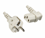 Netzkabel CEE 7/7 auf C13 90°, 0,75mm², VDE, grau, Länge 2,00m