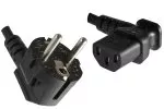 Power cable CEE 7/7 90° to C13 90° left, 1mm², VDE, black, length 3,00m