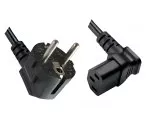 Cable de red CEE 7/7 90° a C13 90° u/o, 0,75mm², VDE, negro, longitud 1,80m