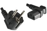 Power cable CEE 7/7 90° to C13 90° right, 0,75mm², VDE, black, length 1,80m