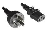 Power Cord Argentina Type I to C13, 0,75mm², Approval: UL de ARG, black, length 1,80m