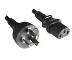 Mains cable Argentina type I to C13, 0.75mm², approval: UL de ARG, black, length 1.80m