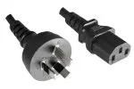 Cable de alimentación Australia tipo I a C13, 1 mm², SAA, negro, longitud 3,00 m