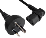 Καλώδιο τροφοδοσίας Αυστραλίας τύπου I σε C13 90°, 0.75mm², SAA, μαύρο, μήκος 1.80m