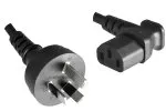 Power cable Australia type I to C13 90°, 0,75mm², SAA, black, length 1,80m