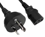 Strømkabel Australien type I til C13, 0,75 mm², SAA, sort, længde 1,80 m