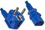 Netzkabel Europa CEE 7/7 90° auf C13, 0,75mm², VDE, blau, Länge 1,80m