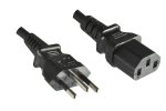 Netzkabel Brasilien Typ N auf C13, 1mm², INMETRO, schwarz, Länge 3,00m