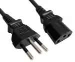 Kabel zasilający Brazil typu N do C13, 0,75 mm², INMETRO, czarny, długość 1,80 m