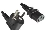 Nettkabel Danmark type K 90° til C13, 0,75mm², godkjenninger: VDE/DEMKO, svart, lengde 1,00m