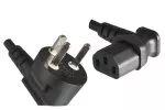 Power cable Denmark type K 90° to C13 90°, 0,75mm², approvals: VDE/DEMKO, black, length 1.80m