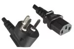 Power cable Denmark type K 90° to C13, 0,75mm², approvals: VDE/DEMKO, black, length 1.80m