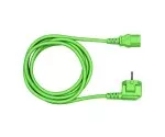 Power cord Europe CEE 7/7 90° to C13, 0,75mm², VDE, green, length 1,80m