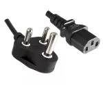 Power cable India type M to C13, 1.5mm², 16A, approval: BIS, black, length 3.00 m