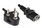 Netzkabel Indien Typ D auf C13, 1mm², Zulassung: BIS, schwarz, Länge 5,00m