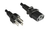 Tápkábel Japán B-típusú C13-ra, 2mm², JPN 3pin B/IEC 60320-C13 típus, JET PSE, fekete, 5m hosszúságú