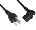 Netkabel Japan type B naar C13 90°, 0,75mm², goedkeuringen: JET/PSE, VCTF, zwart, lengte 1,80m