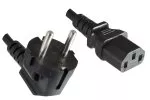 Kabel sieciowy Korea typ CEE 7/4 do C13, 1mm², homologacja: KTL, czarny, długość 5.00m