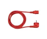 Cable de red Europa CEE 7/7 90° a C13, 1 mm², VDE, rojo, longitud 3,00m