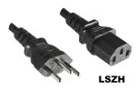 Netzkabel Schweiz LSZH Typ J (teilisoliert) auf C13, 1mm², Zulassung: SEV, schwarz, Länge 2,00m