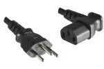 Power cord Switzerland type J (partly insulated) to C13 90°, 0,75mm², approval: SEV, black, length 1,00m