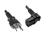 Síťový kabel Švýcarsko typ J (částečně izolovaný) na C13 90°, 0,75 mm², schválení: SEV, černý, délka 1,80 m