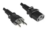 Power cord Switzerland type J (partly insulated) to C13, 0,75mm², approval: SEV, black, length 1,00m