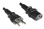 Síťový kabel Švýcarsko typ J (částečně izolovaný) na C13, 1mm², homologace: SEV, černý, délka 5,00m