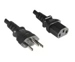 Nettkabel Sveits type J (delvis isolert) til C13, 0,75 mm², SEV-godkjenning, svart, lengde 1,80 m.