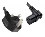 Netzkabel England UK Typ G 10A auf C13 90°, 0,75mm², Zul.: ASTA / SASO /HK u. Singapore SM, schwarz, Länge 1,80m