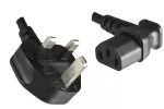 Power cord England UK type G 10A to C13 90°, 0,75mm², Approved: ASTA/SASO/HK and Singapore SM, black, length 2,00m