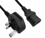 Netzkabel England UK Typ G 10A auf C13, 1mm², Zulassung: ASTA, LSZH, schwarz, Länge 1,80m