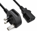 Καλώδιο δικτύου Αγγλίας τύπου G 10A σε C13, 0.75mm², εγκεκριμένο: ASTA /SASO /HK και Singapore SM, μαύρο, μήκος 1.00m