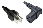 Cable de alimentación America USA NEMA 5-15P, tipo B - C13 acodado en la parte inferior, AWG18, SVT, UL/CSA, negro, longitud 1,80m