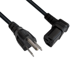 Netzkabel Amerika USA NEMA 5-15P, Typ B - C13 unten gewinkelt, AWG18, SVT, UL/CSA, schwarz, Länge 1,80m