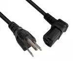 Maitinimo kabelis Amerika, JAV, NEMA 5-15P, B - C13 tipo, su kampu apačioje, AWG18, SVT, UL/CSA, juodas, 1,80 m ilgio