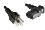 Cable de alimentación América EE.UU. NEMA 5-15P, tipo B - C13 acodado lateralmente, AWG18, SVT, UL/CSA, negro, longitud 1,80m