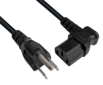 Netzkabel Amerika USA NEMA 5-15P, Typ B - C13 zur Seite gewinkelt, AWG18, SVT, UL/CSA, schwarz, Länge 1,80m