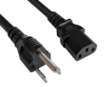 Netzkabel Amerika USA NEMA 5-15P, Typ B auf C13, großer Querschnitt AWG14, SJT, UL/CSA, schwarz, Länge 1,80m