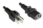 Cable de alimentación America USA NEMA 5-15P, tipo B a C13, sección grande AWG14, SJT, UL/CSA, negro, longitud 1,80m