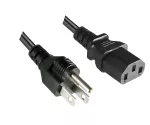 Câble secteur Amérique USA NEMA 5-15P, type B sur C13, grande section AWG14, SJT, UL/CSA, noir, longueur 1,80m