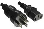 Power cable America USA Type B US NEMA 5-15P to C13, HOSPITAL GRADE, AWG18, SJT, UL, CSA, length 3.00m