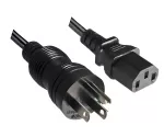 Netzkabel Amerika USA Typ B US NEMA 5-15P auf C13, HOSPITAL GRADE, AWG18, SJT, UL, CSA, schwarz, Länge 3,00m