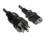 Netzkabel Amerika USA Typ B US NEMA 5-15P auf C13, HOSPITAL GRADE, AWG18, SJT, UL, CSA, schwarz, Länge 5,00m