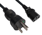 Netzkabel Amerika USA Typ B US NEMA 5-15P auf C13, HOSPITAL GRADE, AWG18, SJT, UL, CSA, schwarz, Länge 1,80m