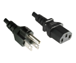 Netzkabel Amerika USA NEMA 5 - 15P, Typ B auf C13, AWG18, SVT, Zulassungen: UL/CSA, schwarz, Länge 1,00m